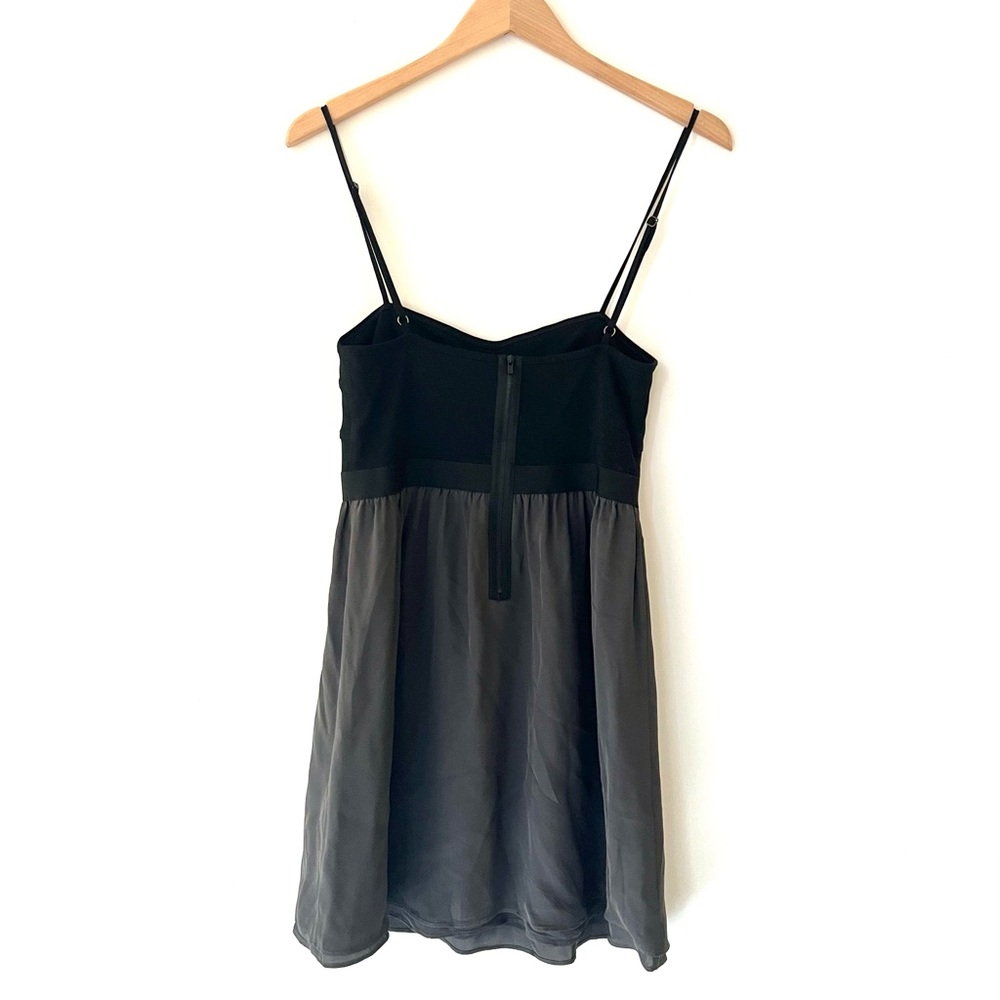 Theory Black & Gray Silk Blend Dress | Adjustable Straps | Size M